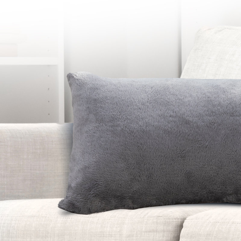 Gray Arctic Velvet and Microfleece Throw Pillow Set