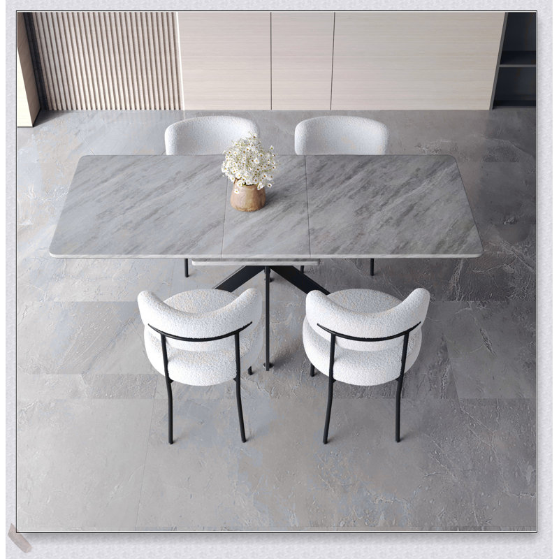 Ensemble de table de salle à manger extensible pour 4 à 8 personnes, chaises rembourrées douces, dossier incurvé, grande table de cuisine, design moderne et durable