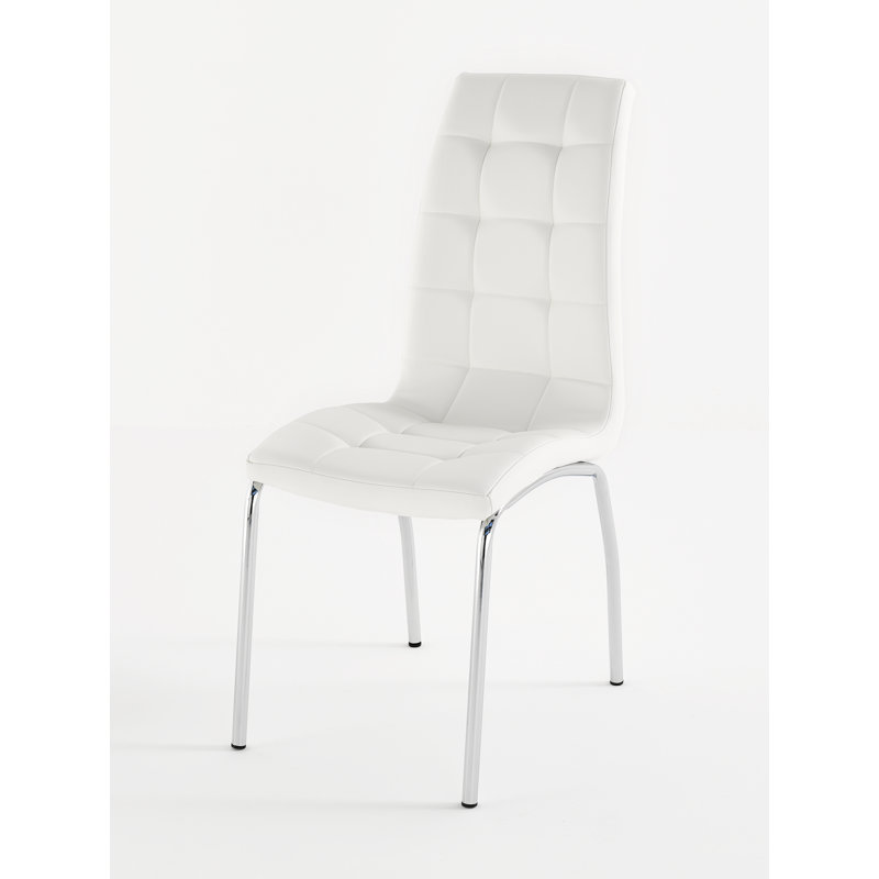 Liam 45cm H Tufted Upholstered Metal Side Chair, White