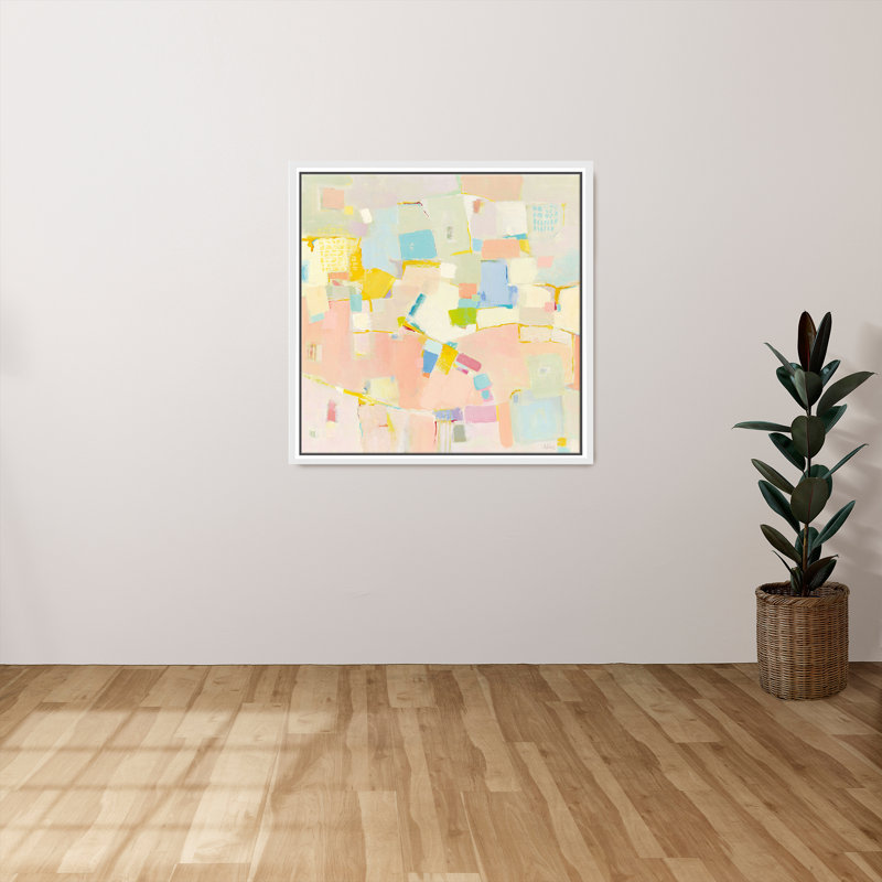 "Block Party" par Phyllis Adams, reproduction sur toile dans un cadre flottant, H 21,5 po x l 21,5 po, Blanc