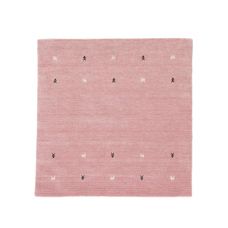 Handwoven Wool Gabbeh Uni Pink Rug, Square 120cm