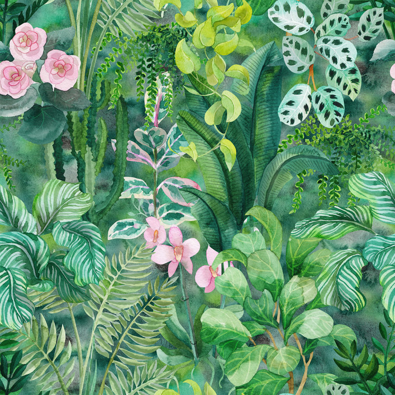 Peel & Stick Floral Tile, 2.08' W x 10.42' L