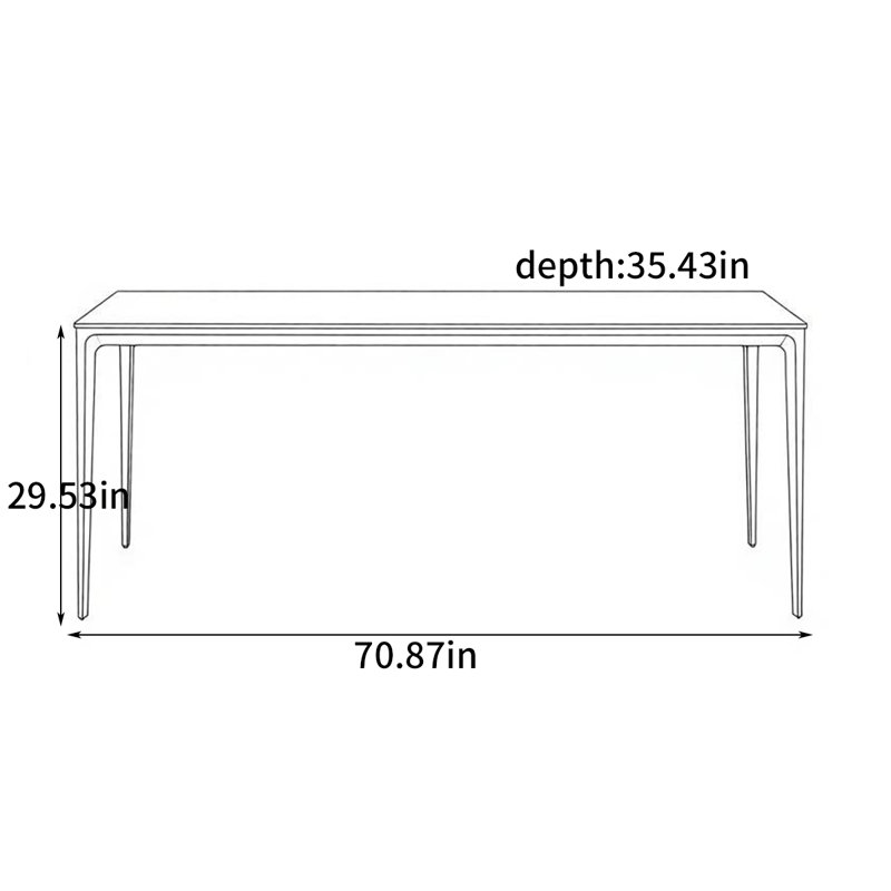 Table de salle à manger italienne minimaliste, H 29,53 po x L 70,87 po x l 35,43 po