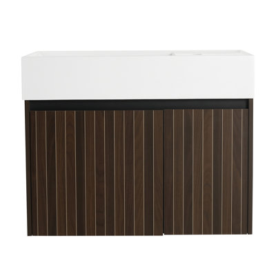 Armoire de salle de bain 30 po, bassin en résine, espace de rangement spacieux pour l'intérieur spacieux de la salle de bain