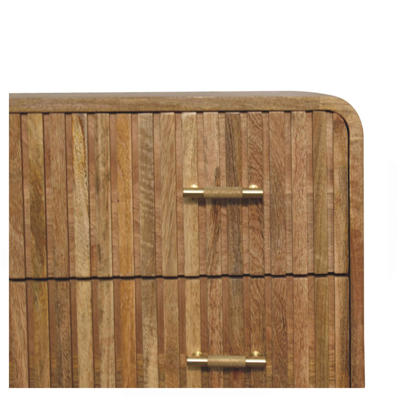T-bar Ridged Chest, 3-Drawers, Light Brown