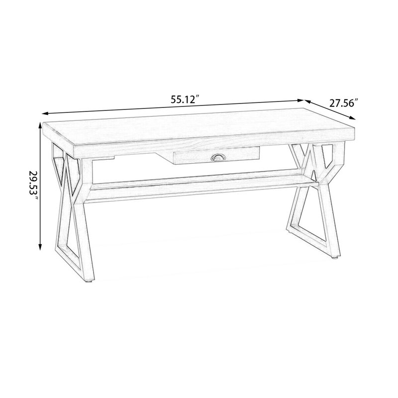 Bureaux rectangulaires en bois massif noyer foncé, H 29,53 po x l 55,12 po x P 27,56 po