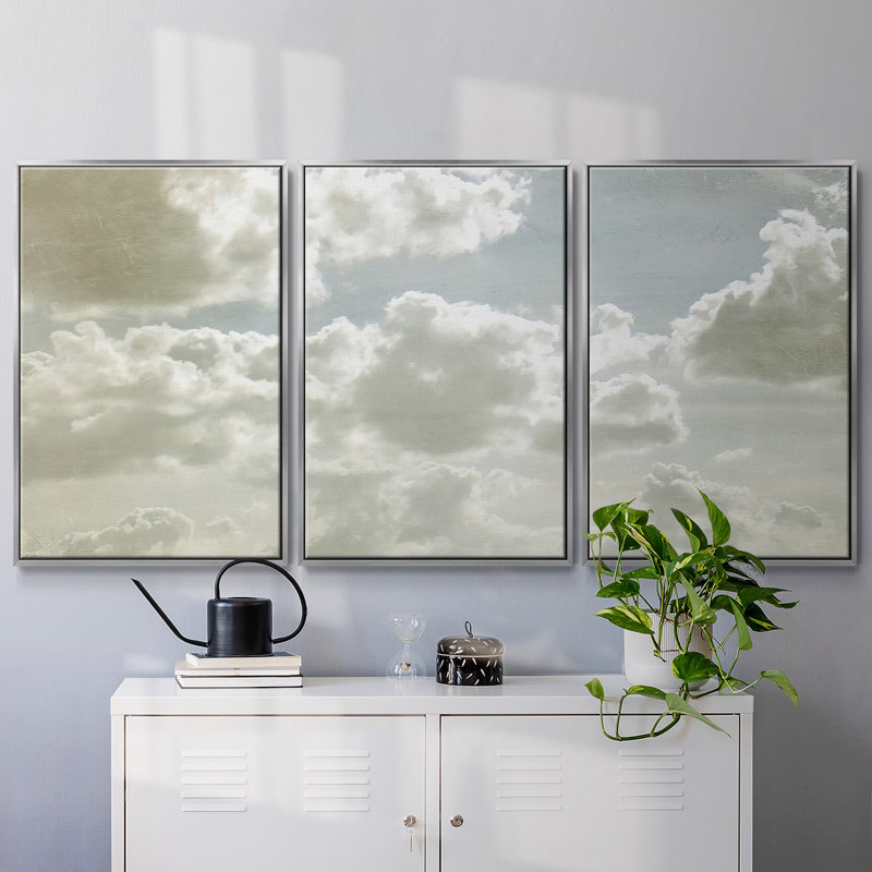 Sky Scrapers IV - Toile encadrée multi-pièces, Argent, H 40 po x l 78 po x P 2 po
