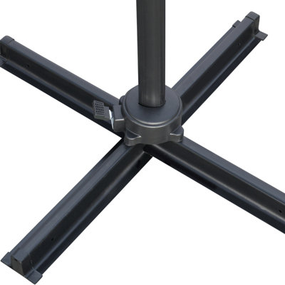 Parasol de patio en porte-à-faux avec base, manivelle, rotation à 360 °