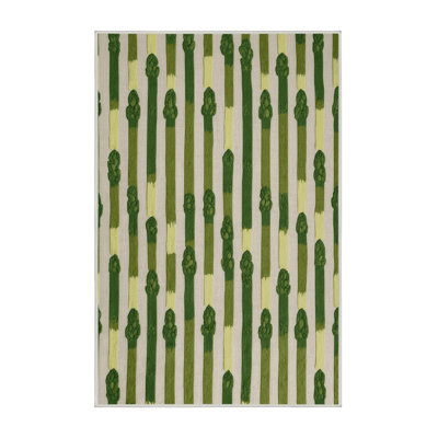 Washable Asparagus Green Vegetables Area Rug