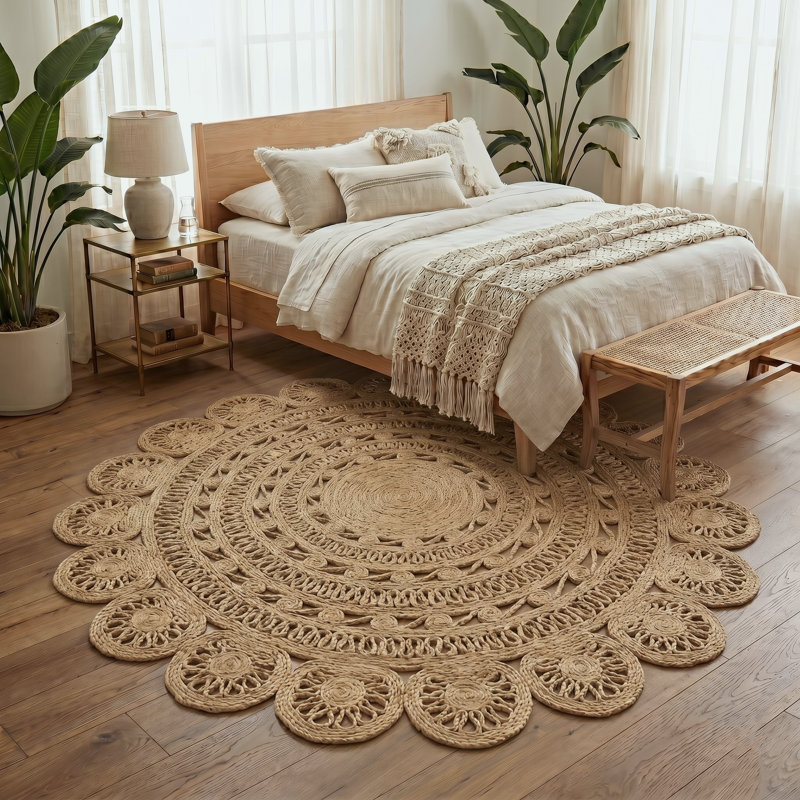 German Hand Braided Indoor Rug, Round 6'