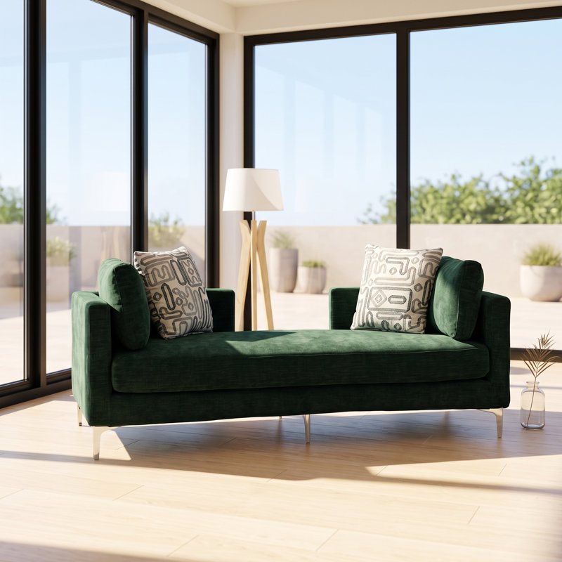 Canapé-lit en chenille avec accoudoirs et coussins Unarepos, Vert