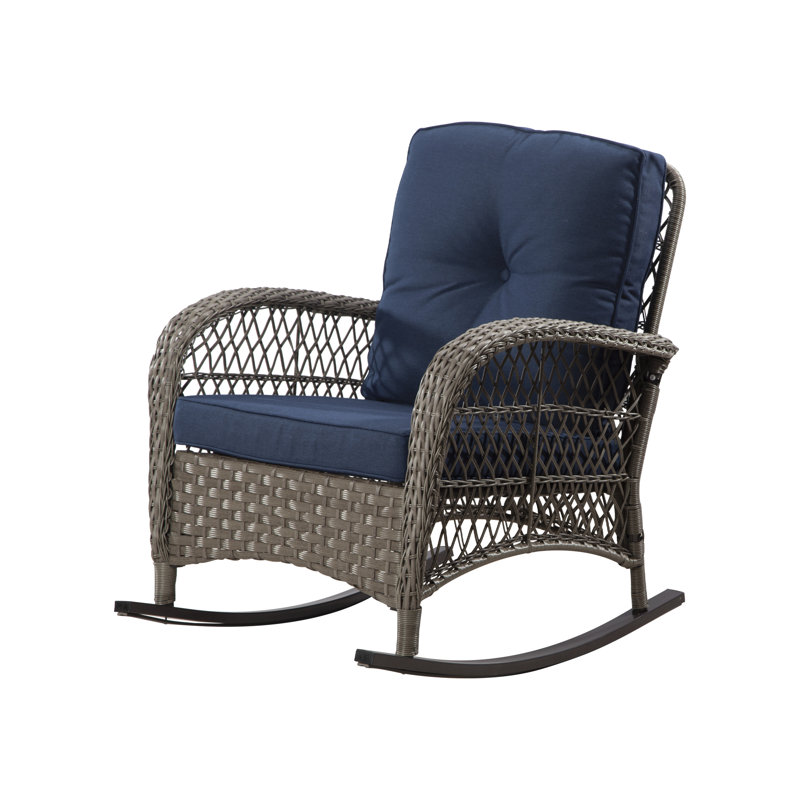 Weather-Resistant Rattan Outdoor Chair - PE Rattan, Steel Frame & Plush Cushions, Blue