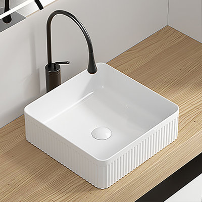 Vessel Sink Rectangle Bathroom Sink Rectangular White Vessel Sink 15" x 15" Porcelain Ceramic Vessel Vanity Sink Art Basin