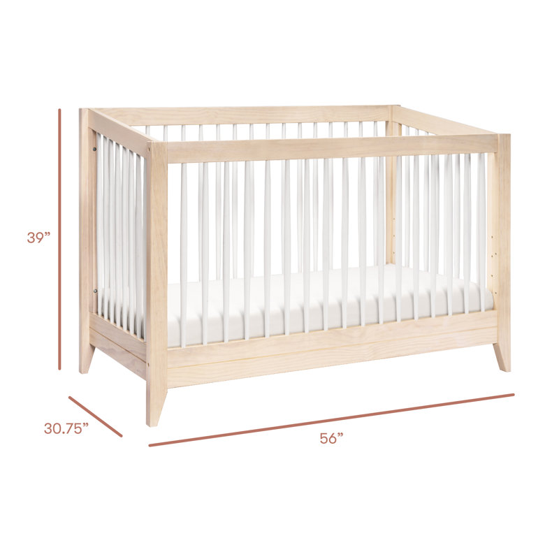 Washed Natural and White Pine 4-in-1 Convertible Crib