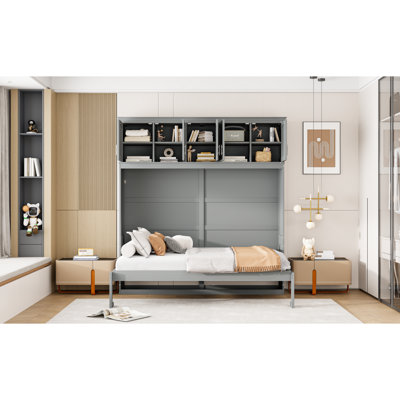 Murphy Bed Wall Bed With Storage Cabinets for Guest Room and Home Office