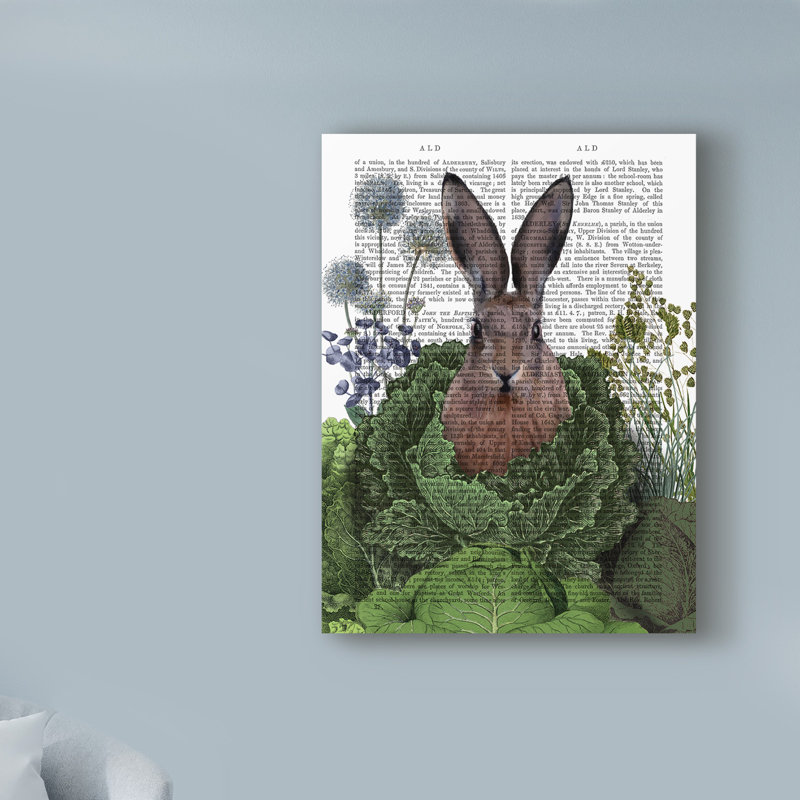 «Cabbage Patch Rabbit Text 1», reproduction d'impression sur toile tendue, H 47 po x l 35 po x P 2 po
