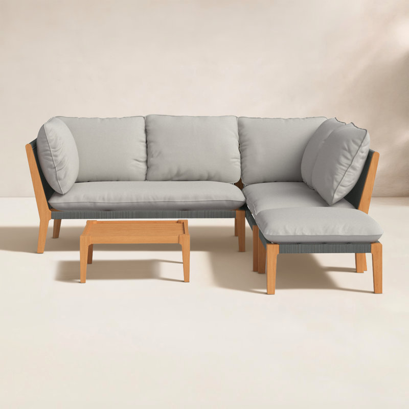 Ensemble de conversation modulaire avec coussins 4 pièces Habitat, Gris