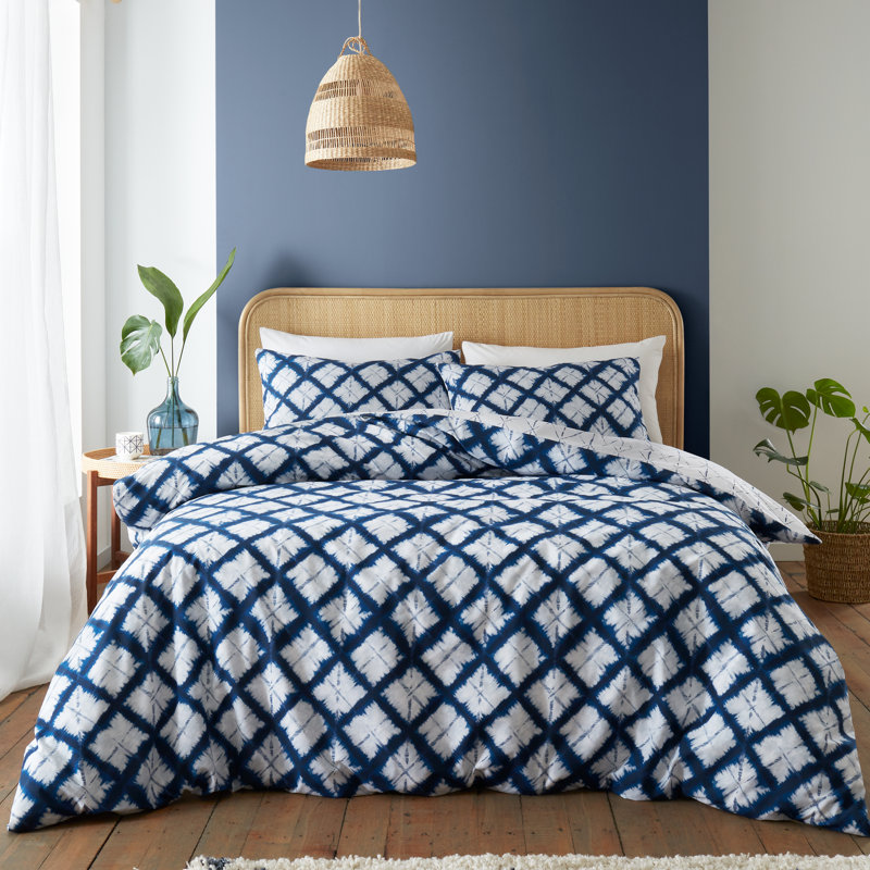Shibori Tie Dye Reversible Duvet Cover Set, Double - 2 Standard Pillowcases