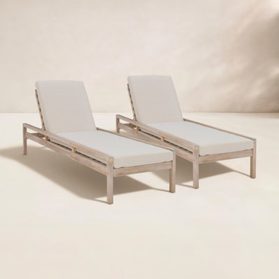 Amina 27" Acacia Patio Chaise Lounge Set