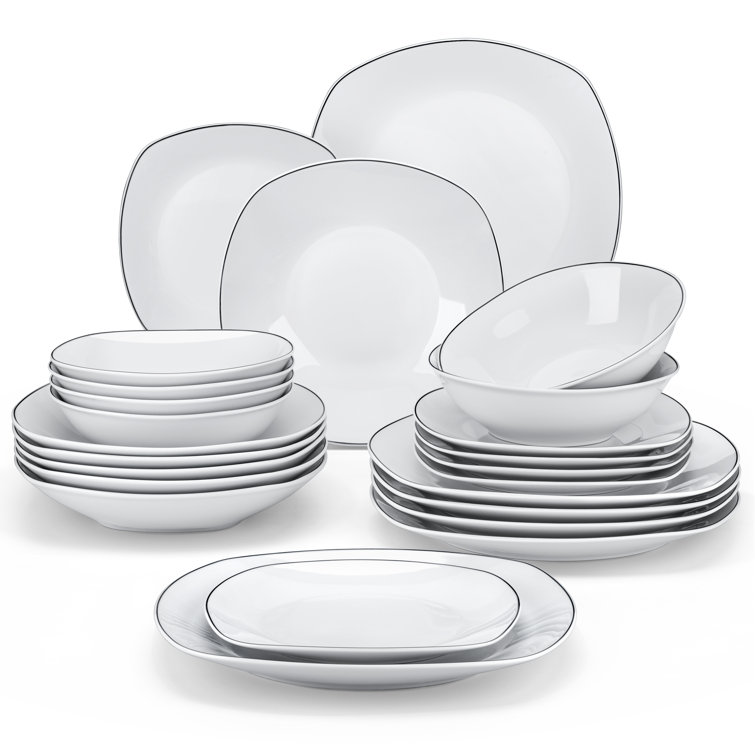 Latitude Run Krystalin Porcelain China Dinnerware - Set of 24