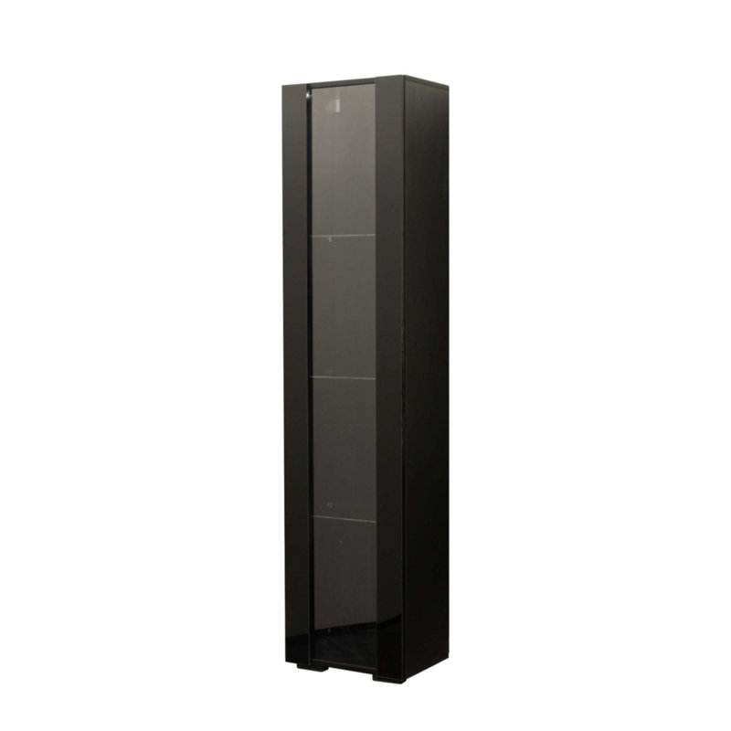 Black Side Cabinet With Aluminum Strip Lamp, Black
