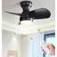 Ventilateur de plafond de chambre à coucher de 23 pouces avec 3 pales en ABS et moteur à courant continu à télécommande noir avec lumière DEL de 18 W-210848995-210848994