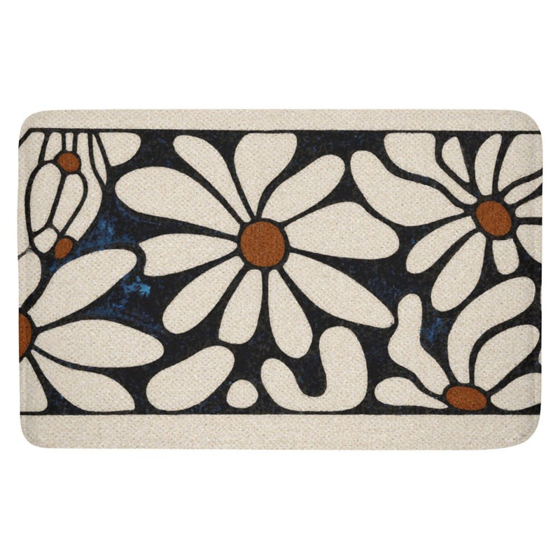 Tapis pour salle de bain à motif de marguerites, 16 x 24