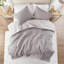 Ensemble de couette 3 pièces moderne en mélange de coton uni, King/Cal King, anthracite