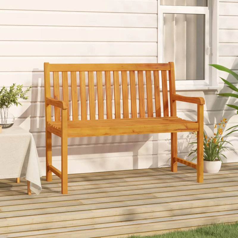 Abryana Solid Wood Acacia Outdoor Bench, 90cm H x 110cm W x 55.5cm D, Brown Acacia Wood