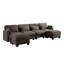 Canapé d'angle modulaire capitonné avec poufs amovibles
