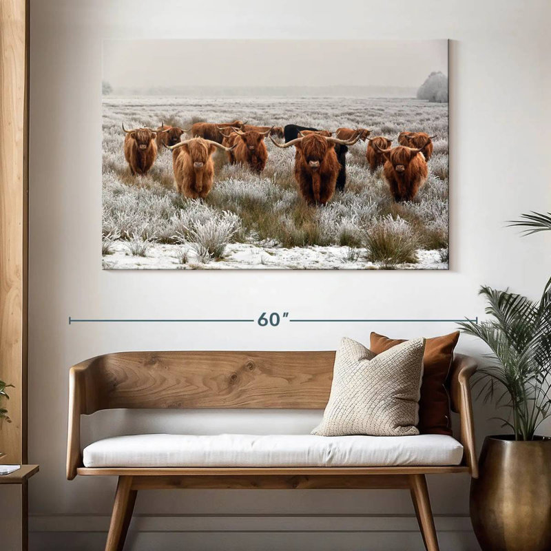 Winter Highland Cows, 34" H x 51" W