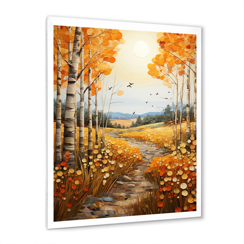 Tapisserie d'automne Cimberly Birch Woods IV, H 20 po x l 12 po x P 1 po, Cadre photo blanc