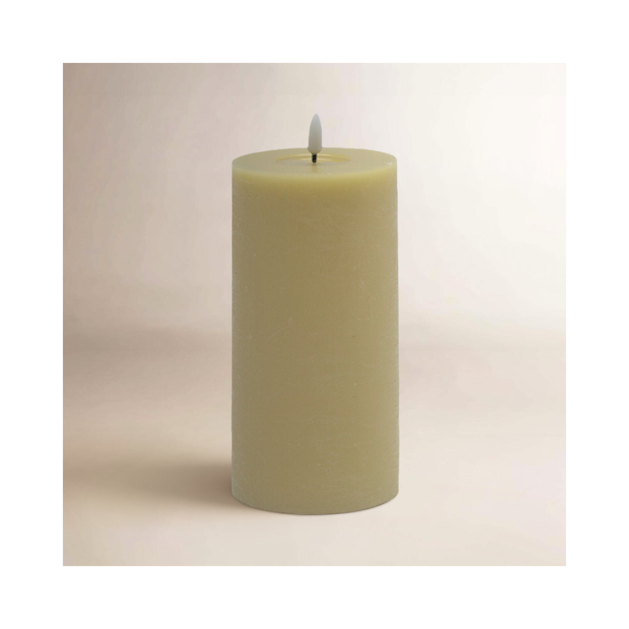 Large Champagne Flameless Pillar Candle, Yellow