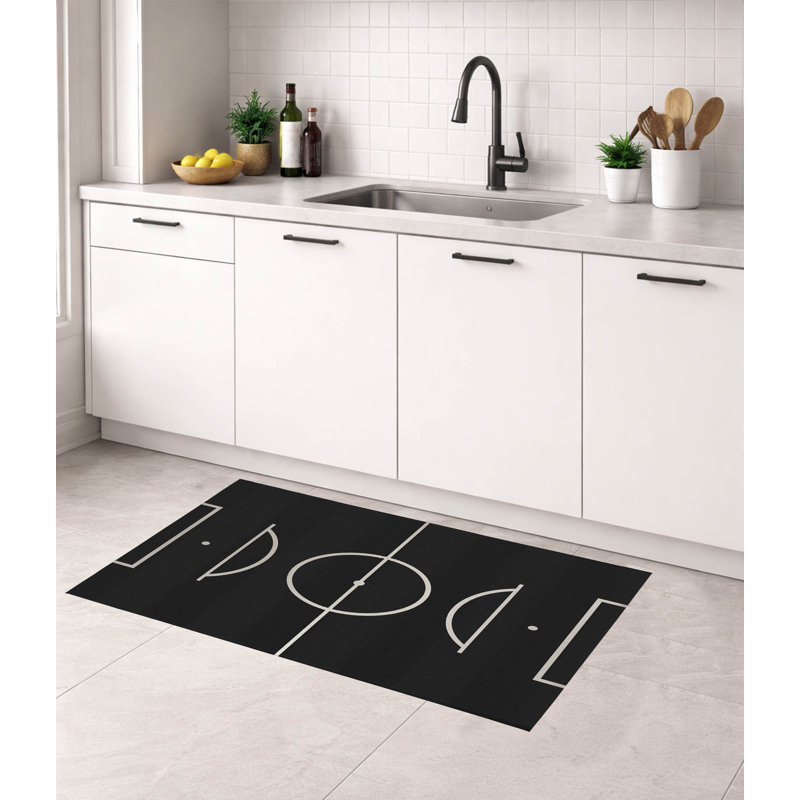 Tapis de cuisine Soccer Field, Gris anthracite, Rectangle 4pi x 6 pi