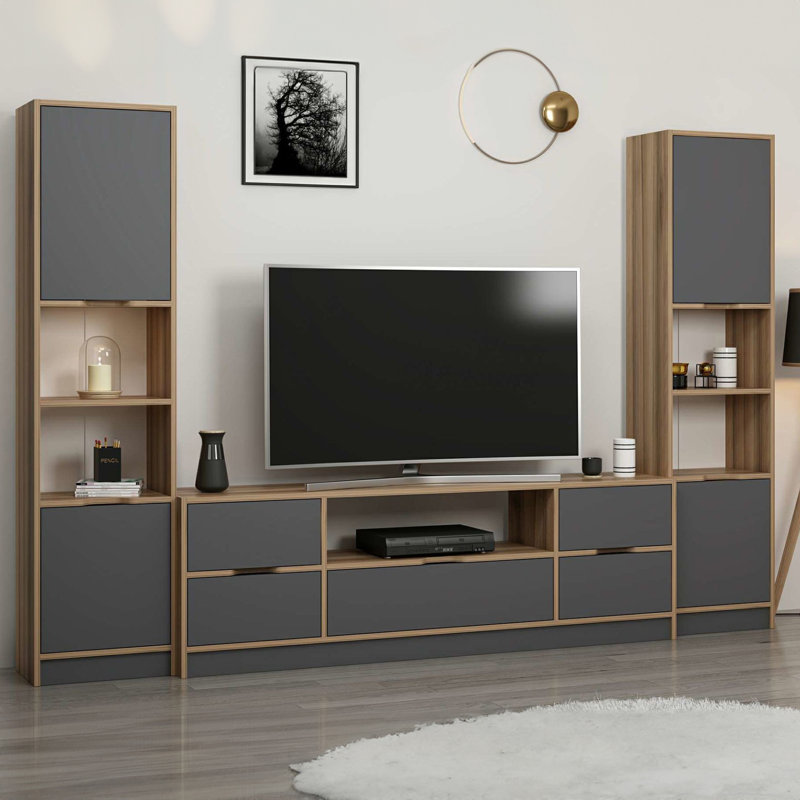 Natayshia Unfinished TV Stand for TVs up to 60", Gray/Natural