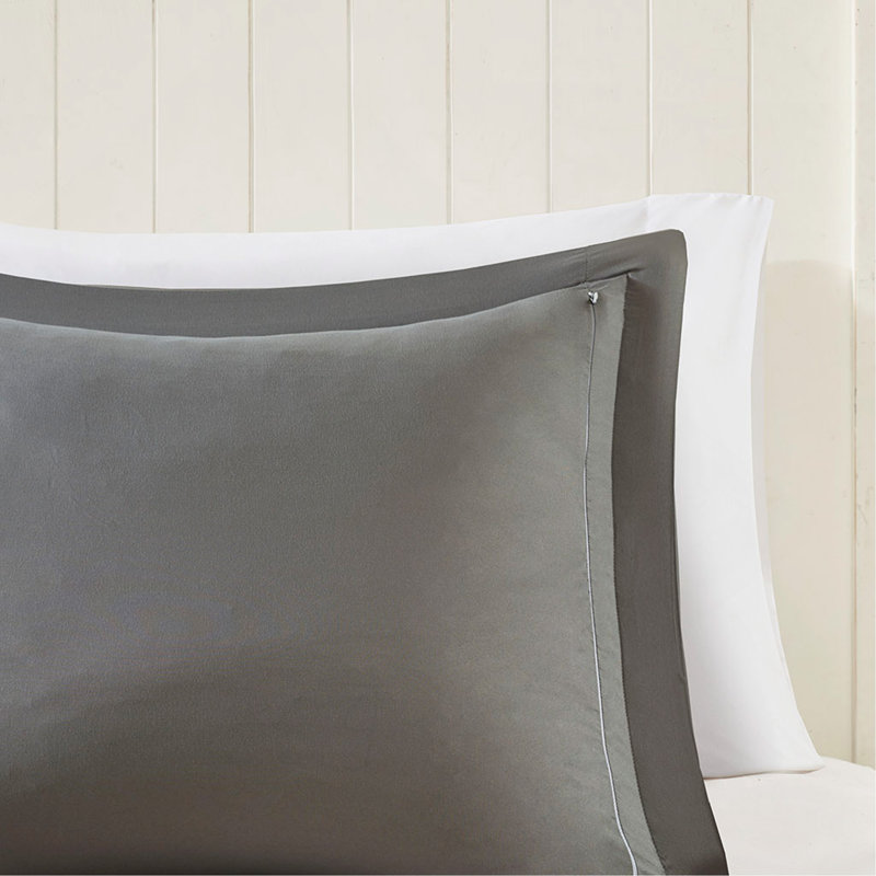 Ensemble d'édredon en duvet synthétique et matelassé King 3M Scotchgard, Noir/gris