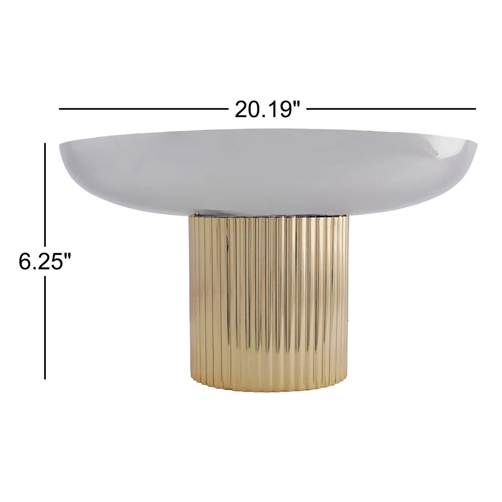 Guilded Round Platter, 6.25" H x 20.19" W x 20.19" D, Silver/Gold