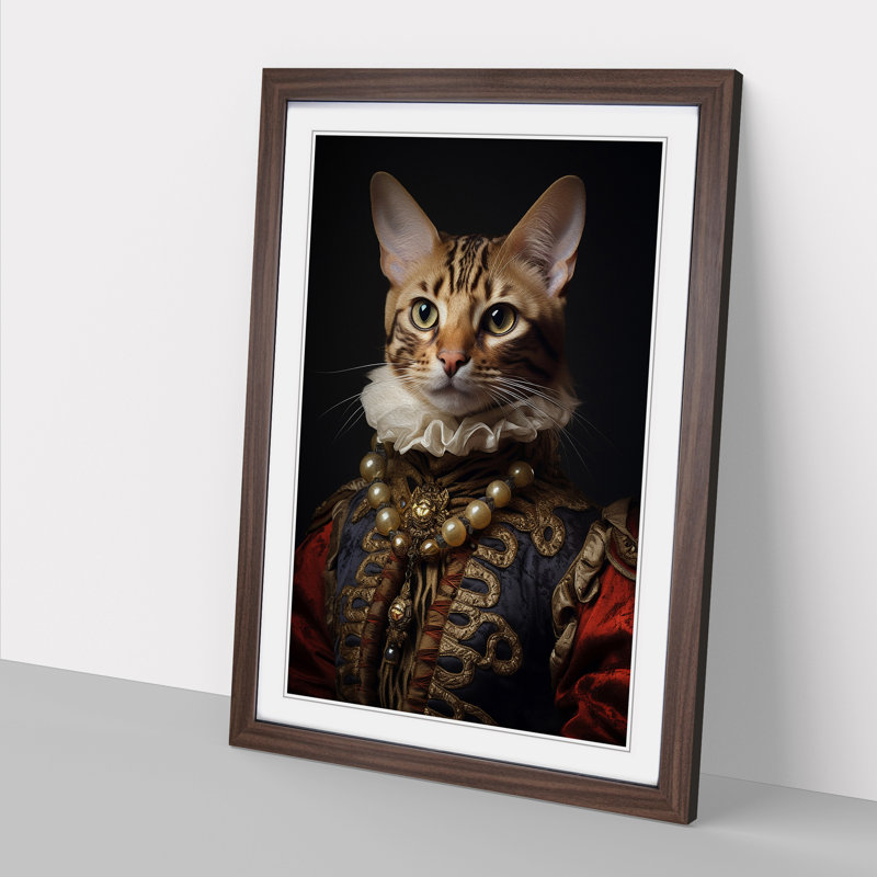 Bengal Cat Rococo No.2 - Framed Print, Walnut, 64cm H x 46cm W x 2cm D