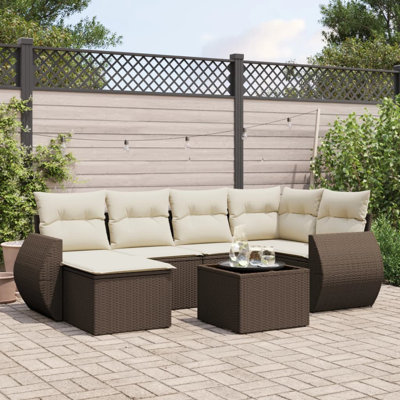 Ensemble de canapé de jardin Vidaxl brun, blanc crème