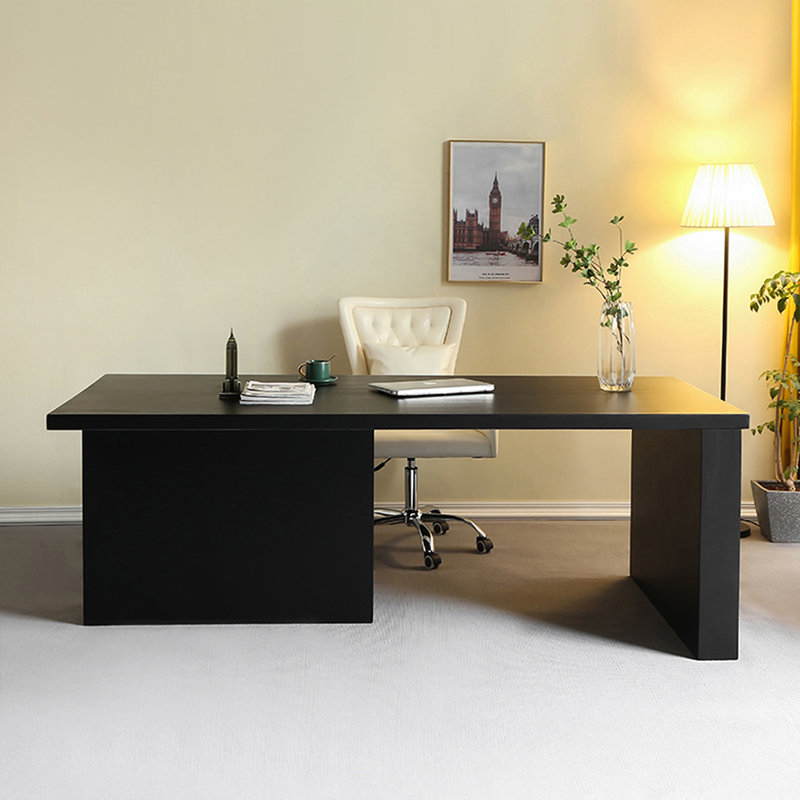 Black Rectangular Solid Wood desk, 29.53" H x 86.61" W x 35.43" D