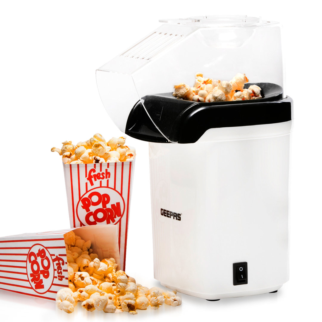 GEEPAS 1200W Electric Popcorn Maker | Makes Hot, Fresh, Healthy & Fat-Free Theater Style Popcorn Anytime | On/Off Switch, Attractive Design & Oil-Free