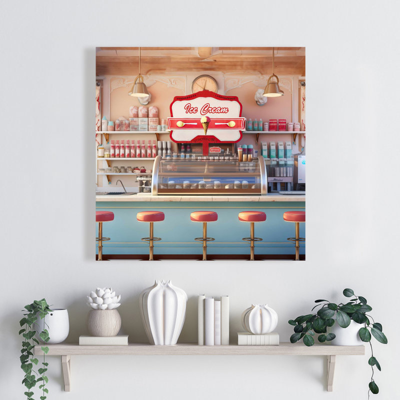 Retro Ice Cream Parlor Canvas - Art mural de décoration intérieure