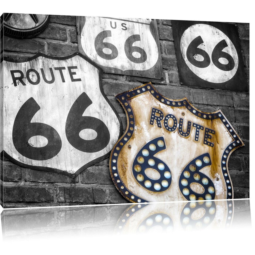 Leinwandbild Rustikale Route 66 Schilder