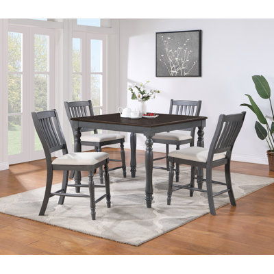 Cindie 5 - Piece Counter Height Dining Set in Gray and Beige -  Alcott HillÂ®, A39C772252B7402E8CE7C58DC3633DDF