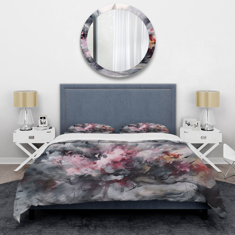 Ensemble de housse de couette en microfibre / polyester Evolving In Pink Grey