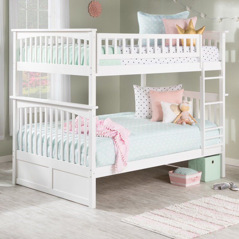  Flinn Solid Wood Bunk Bed, Full over Full, White