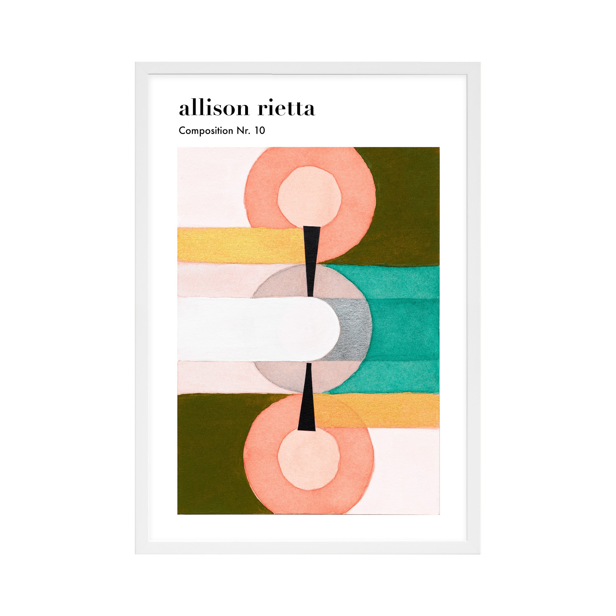 Composition Nr. 10 by Allison Rietta, White Framed, 20" H x 14" W x 1.25" D