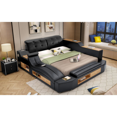 Alayssa Leather Sleigh Storage Bed
