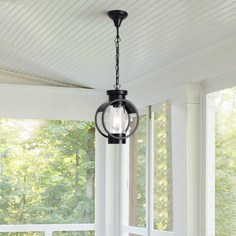 Adolpha 1 - Light Black Glass Outdoor Hanging Lantern