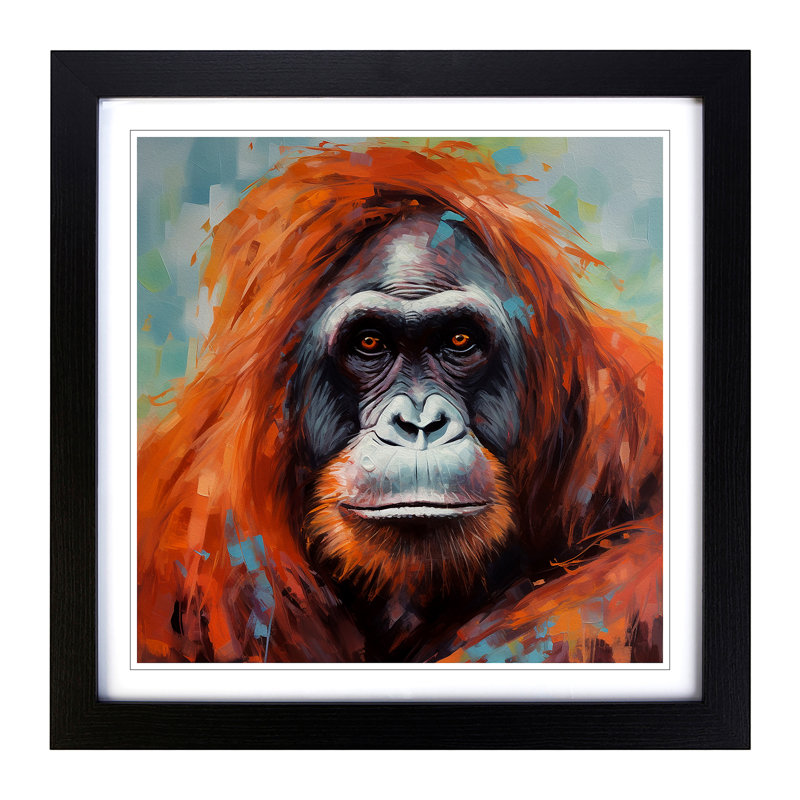 Orangutan Colour Field Painting - Framed Print, Black